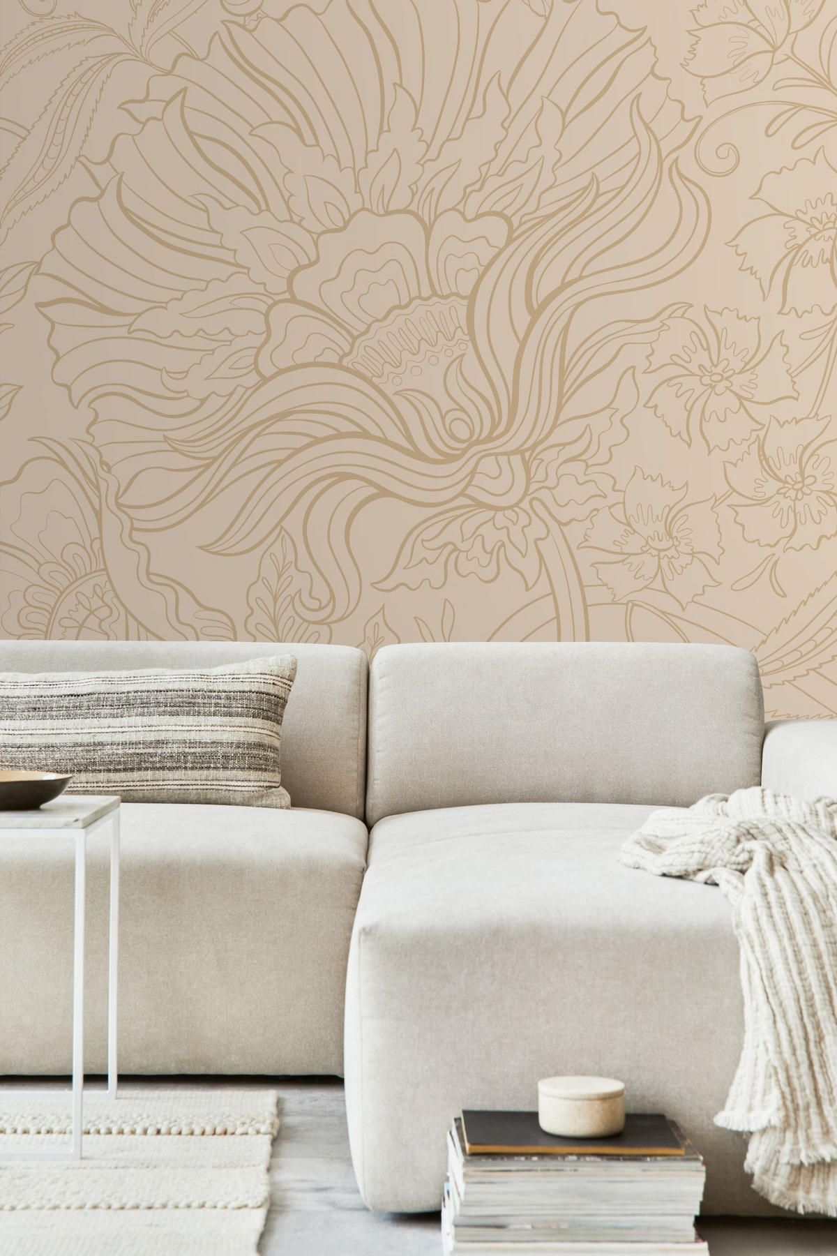 FOTOTAPETE Blumen 200 x 279 cm - Beige, Papier (200/279cm) - ESTAhome