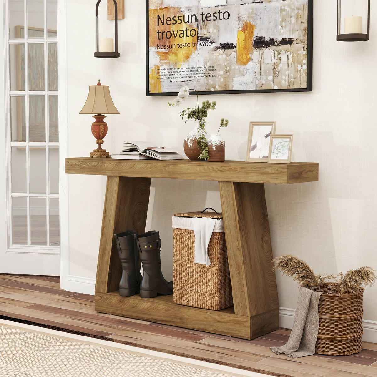 KONSOLENTISCH Eiche MDF 1 Stück - Beige, Kunststoff (140/30/83cm) - GiPP
