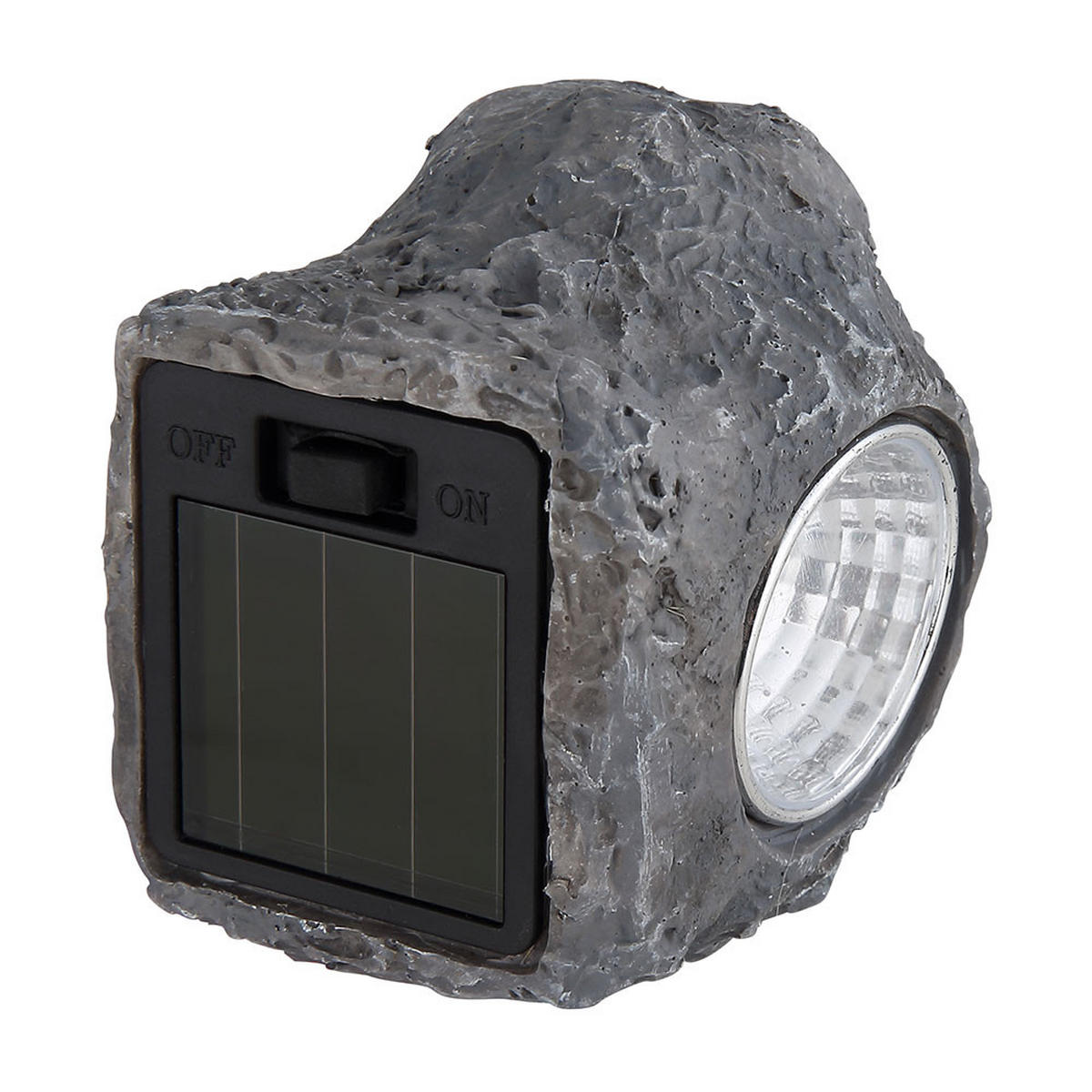 LED SOLARLEUCHTE Stein Grau - Schwarz, Glas (17/17/25cm) - Globo Lighting