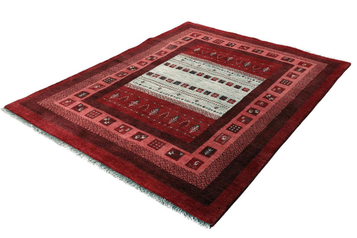 GABBEH-TEPPICH handgeknüpft Sonnat Bunt, Rot 205/158 cm Schurwolle - Rot/Multicolor, Textil (158/205cm) - Looma