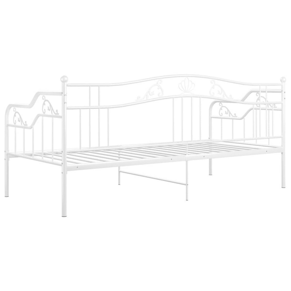 SCHLAFSOFA Bettgestell Weiss Metall 90/200 Cm - Weiß, Naturmaterialien (90/200cm) - vidaXL