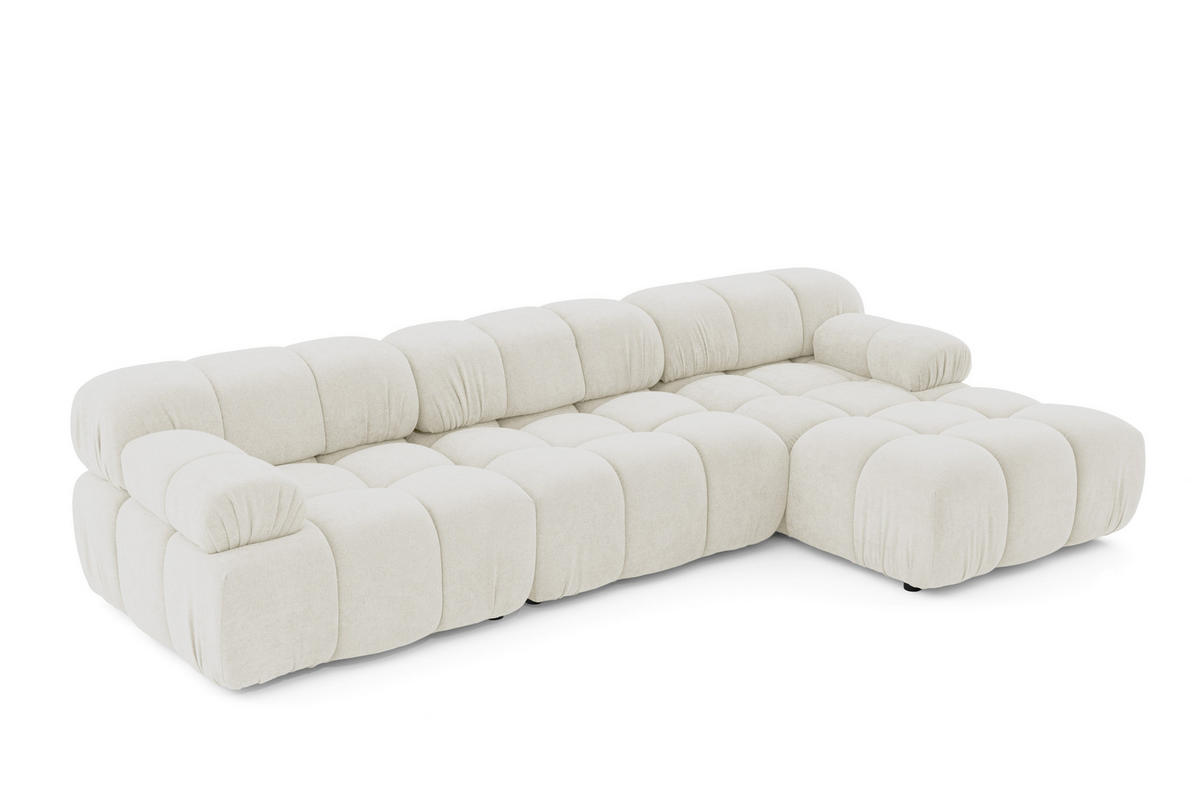 MODULARES Ecksofa MOMENTUM L, Rechts, Breite 282 cm, strukturierter Stoff, Weiß - Chromfarben/Weiß, Holz/Textil (155/282cm) - Muffo