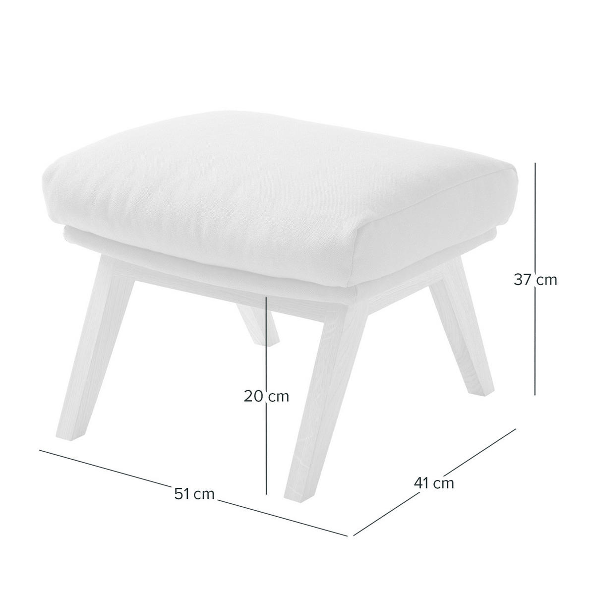 POLSTERHOCKER mit Holzfüßen - Eichefarben/Grau, Eichenholz/Textil (51/37/41cm) - home24