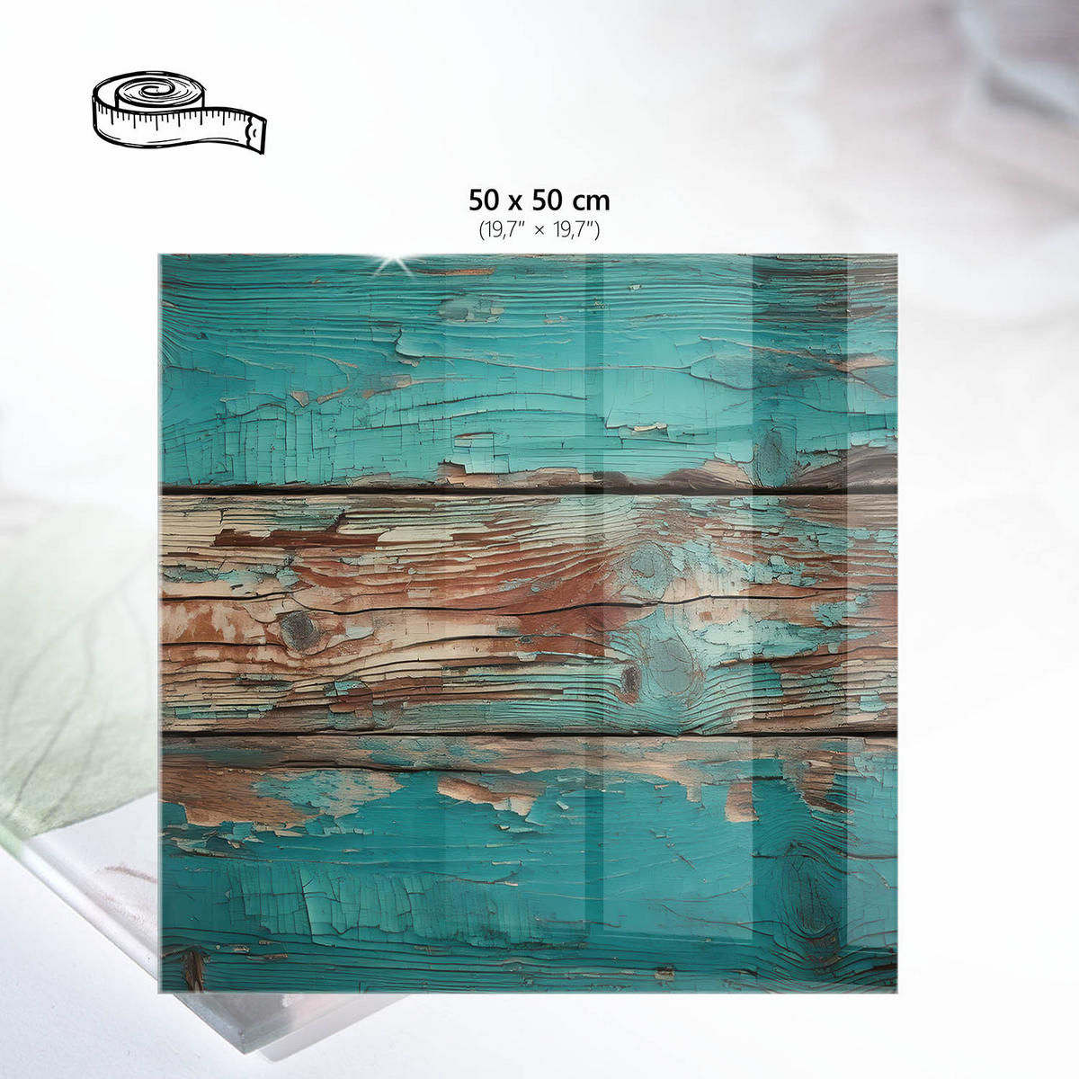 TISCHPLATTE 50x50 cm – Türkisholz - Türkis, Glas (50/50/0.4cm) - Wallfluent