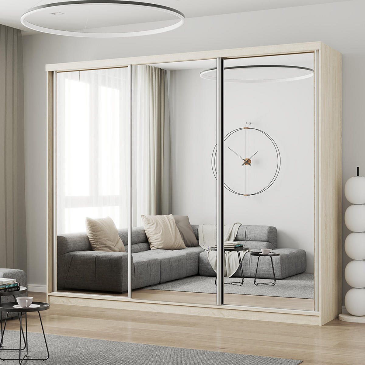 SKŘÍŇ s otočnými dveřmi Milan 250 cm 250/215/64 cm, 3dveřová, dub sonoma - Sonoma dub, kompozitní dřevo (250/215/64cm) - imoebel24