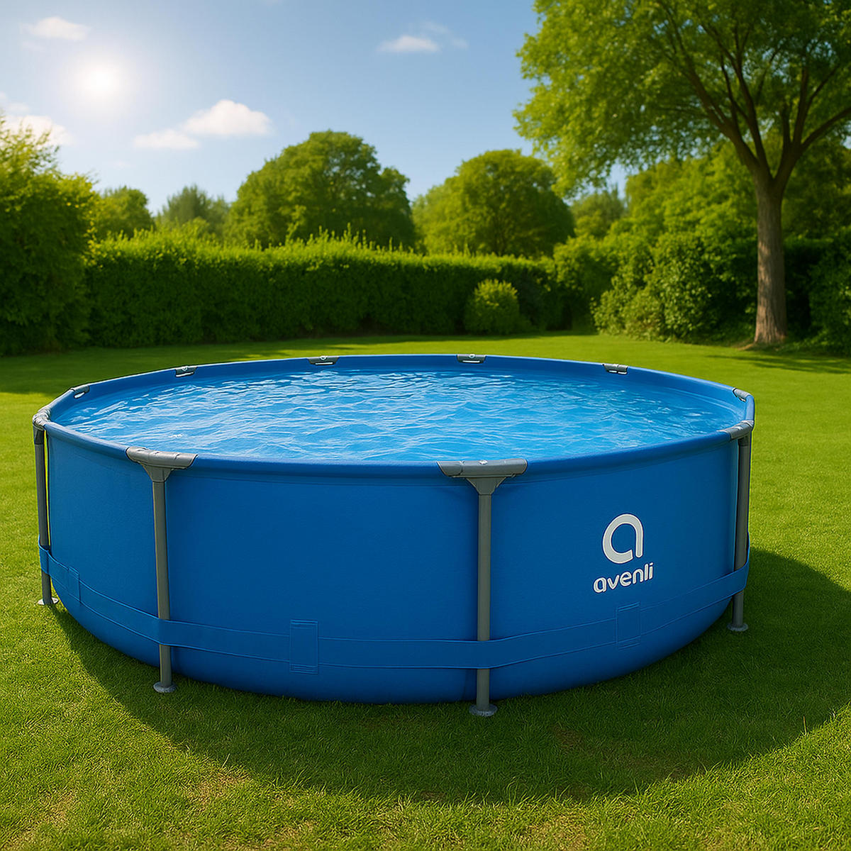 POOL Komplettset Framepool rund 366 x 76 cm blau mit Filterpumpe - Blau, Kunststoff (366/76/366cm) - Avenli