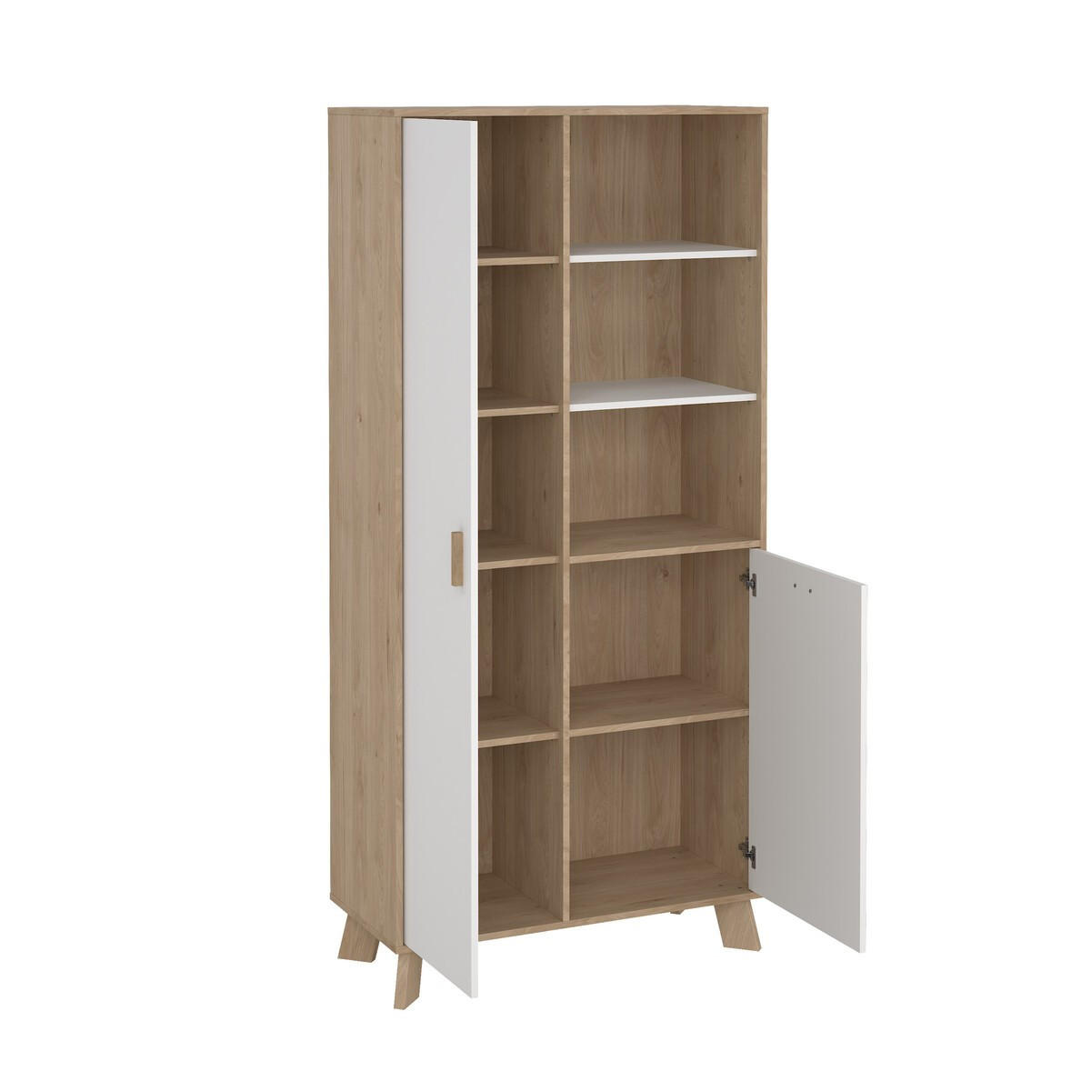 VITRINENSCHRANK, Ikast, Eiche, Holzwerkstoff, 89 x 40 x 189 cm - Weiß, Holzwerkstoff (39.8/188.2/88.7cm) - Calicosy