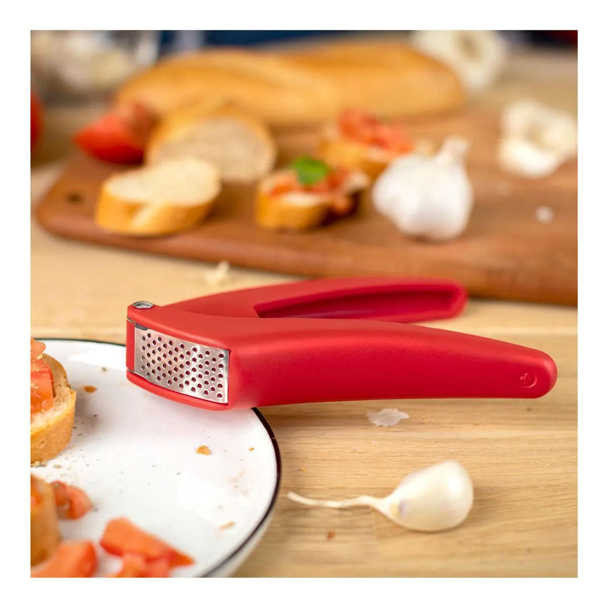 KNOBLAUCHPRESSE Easy Clean rot - Rot, Metall (16.8cm) - Kuhn Rikon