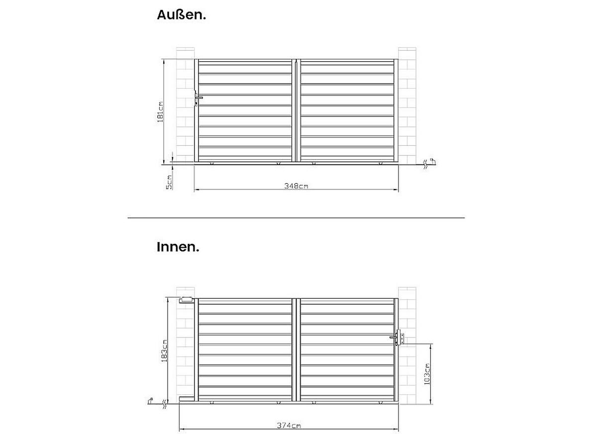 SCHIEBETOR - 348cm x 4.5cm - Aluminium - anthrazitgrau - PRIMO - Anthrazit, Metall (348/181cm) - Vente-Unique