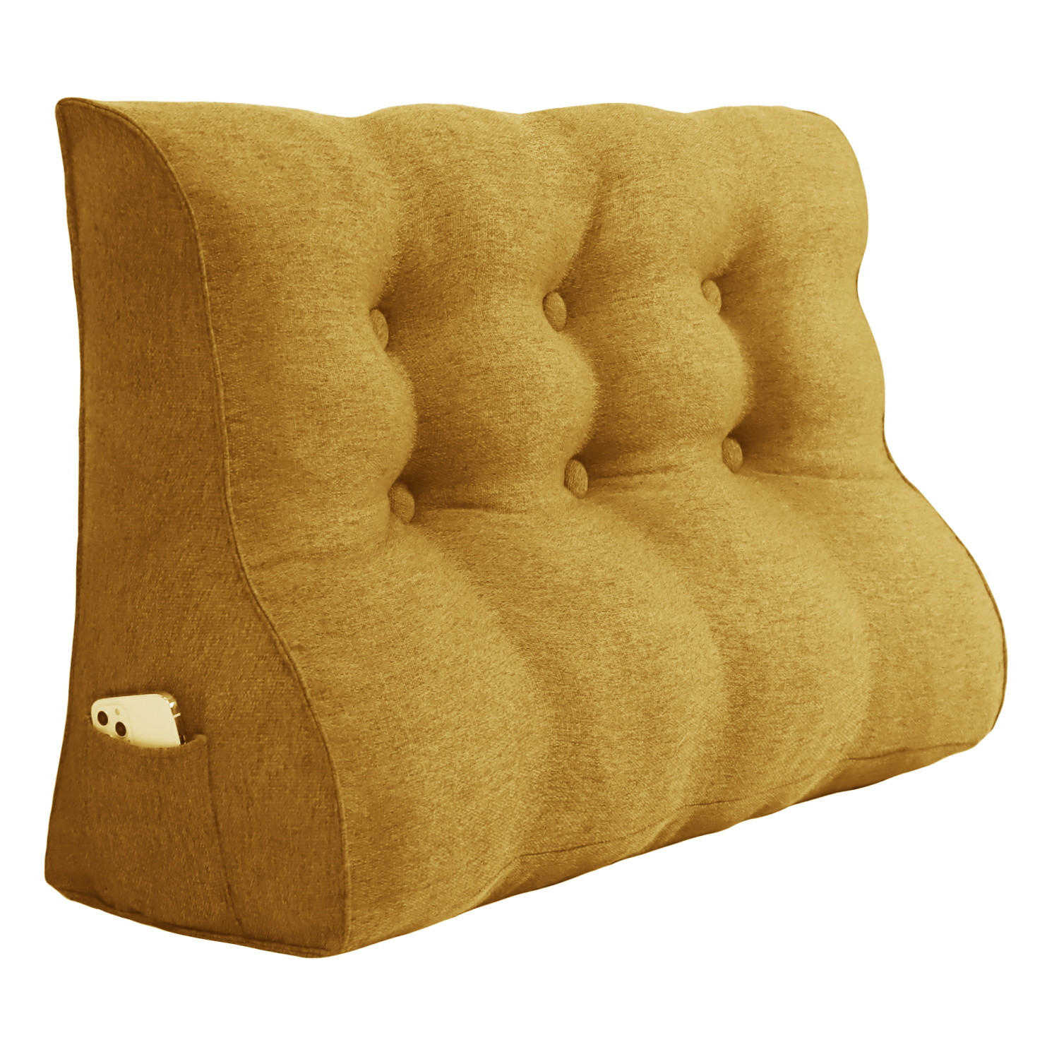RÜCKENKISSEN Körperkontur Leinenlook Gelb 100 cm - Gelb, Textil (55/100cm) - Vercart