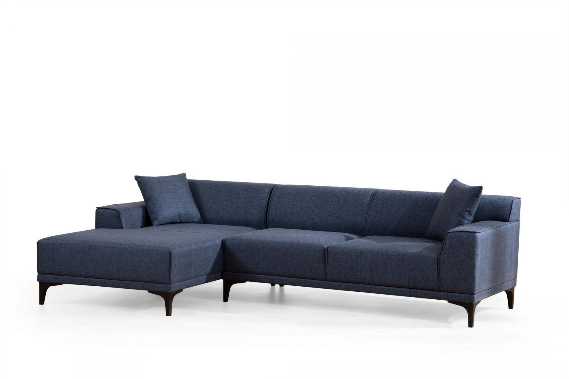 ECKSOFA modern inklusive Zierkissen - Blau/Schwarz, Holz/Kunststoff (250/145cm) - myHomelando