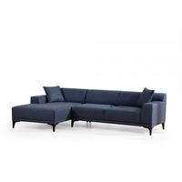 ECKSOFA modern inklusive Zierkissen - Blau/Schwarz, Holz/Kunststoff (250/145cm) - myHomelando