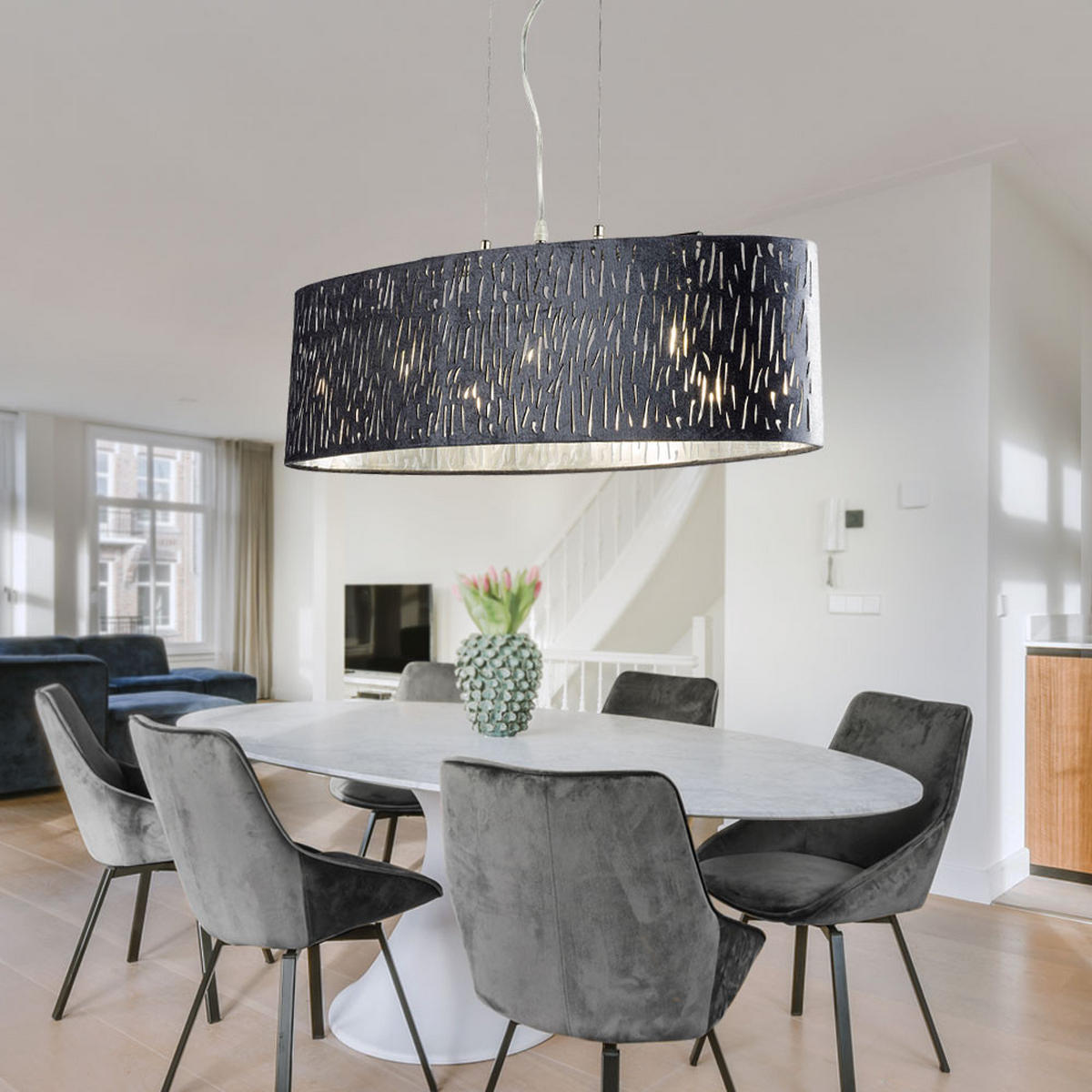 HÄNGELEUCHTE Metall Grau matt - Grau, Metall (65/25/140cm) - Globo Lighting