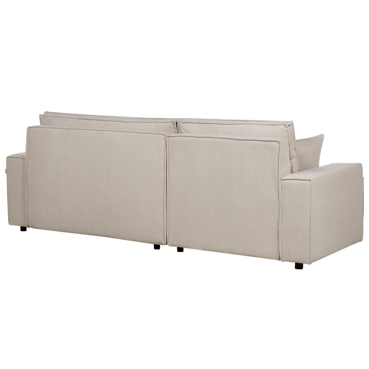 2-SITZER-ECKSOFA Cord beige linksseitig mit Schlaffunktion Abacka - Beige/Schwarz, Textil (247/147cm) - Beliani