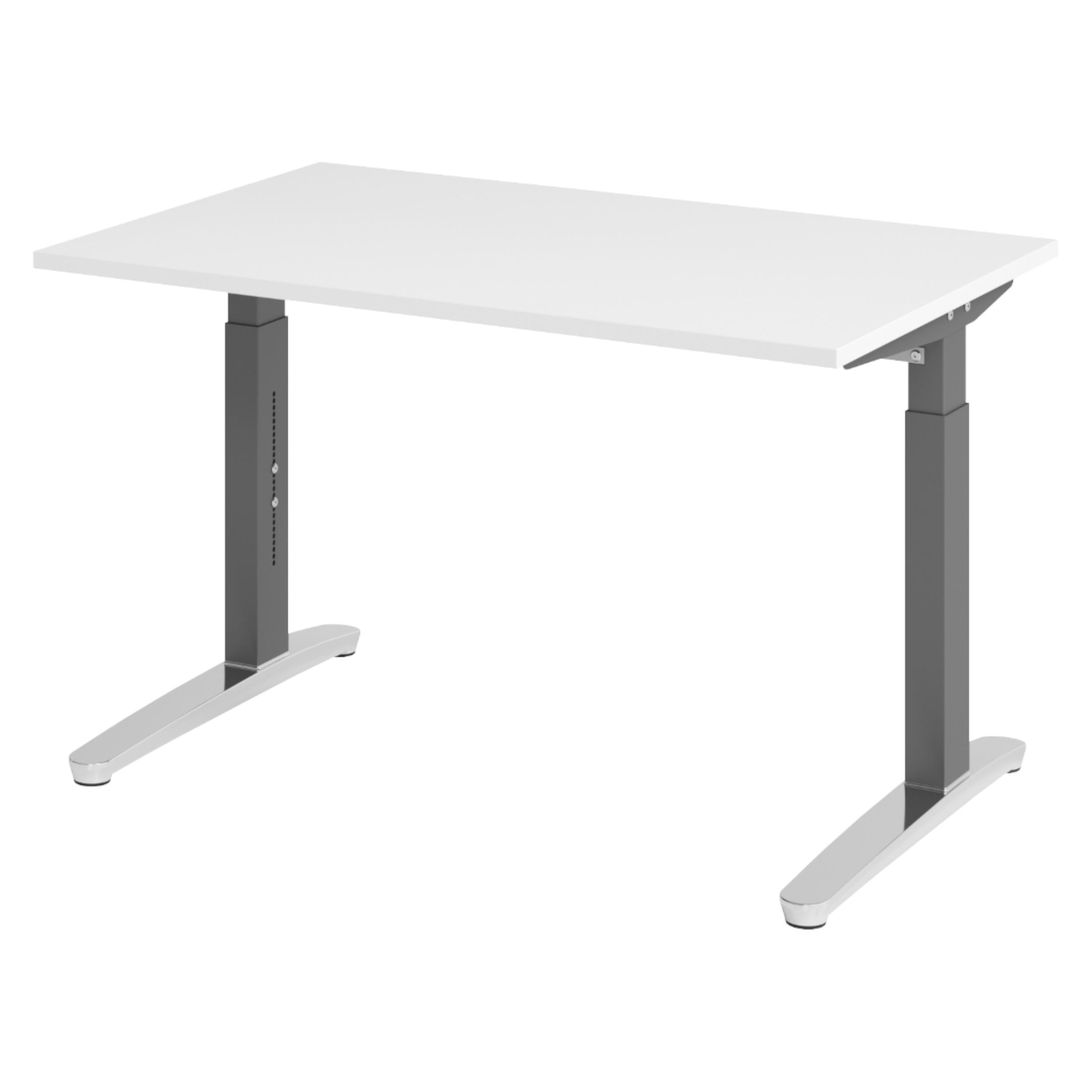 SCHREIBTISCH Serie-XB 80/120/74 cm in Weiß/Graphitfarben/Alu poliert - Graphitfarben/Weiß, Holzwerkstoff (80/120/74cm) - bümö