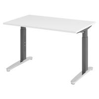 SCHREIBTISCH Serie-XB 80/120/74 cm in Weiß/Graphitfarben/Alu poliert - Graphitfarben/Weiß, Holzwerkstoff (80/120/74cm) - bümö