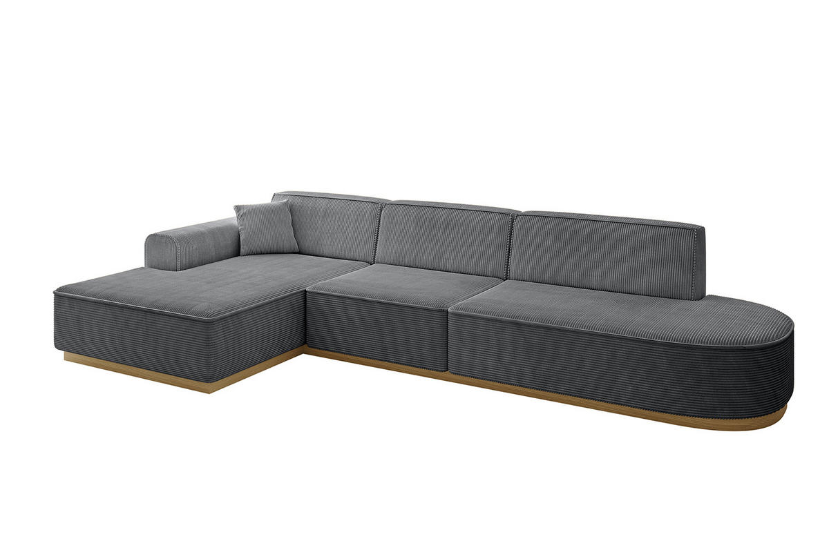 ECKSOFA Ottomane Links IREA-L2-v2 - 327x165x80 cm Duneklgrau - Dunkelgrau, Holzwerkstoff/Textil (327/165cm) - ALTDECOR