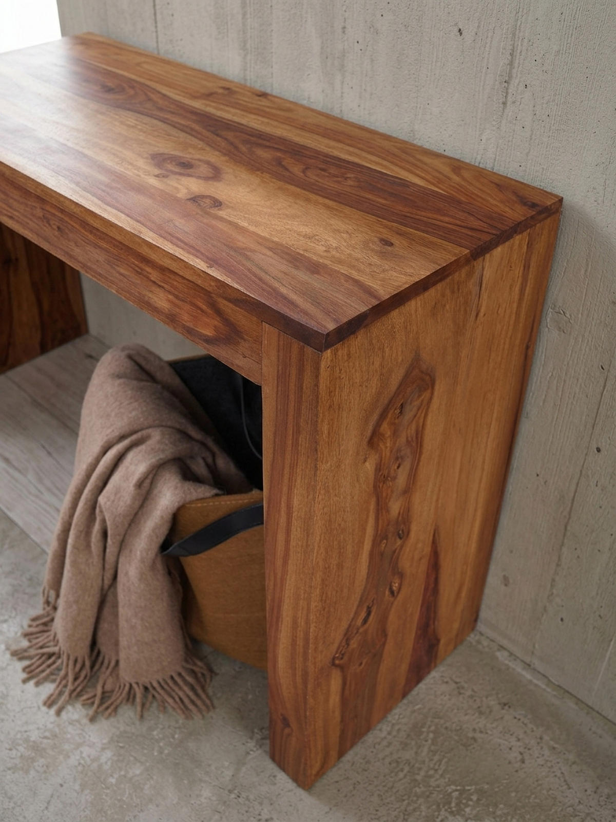 KONSOLENTISCH – Massivholz, platzsparend, Landhausstil, stabiles Gestell - Braun, Holz (40/115/75cm) - KADIMA DESIGN
