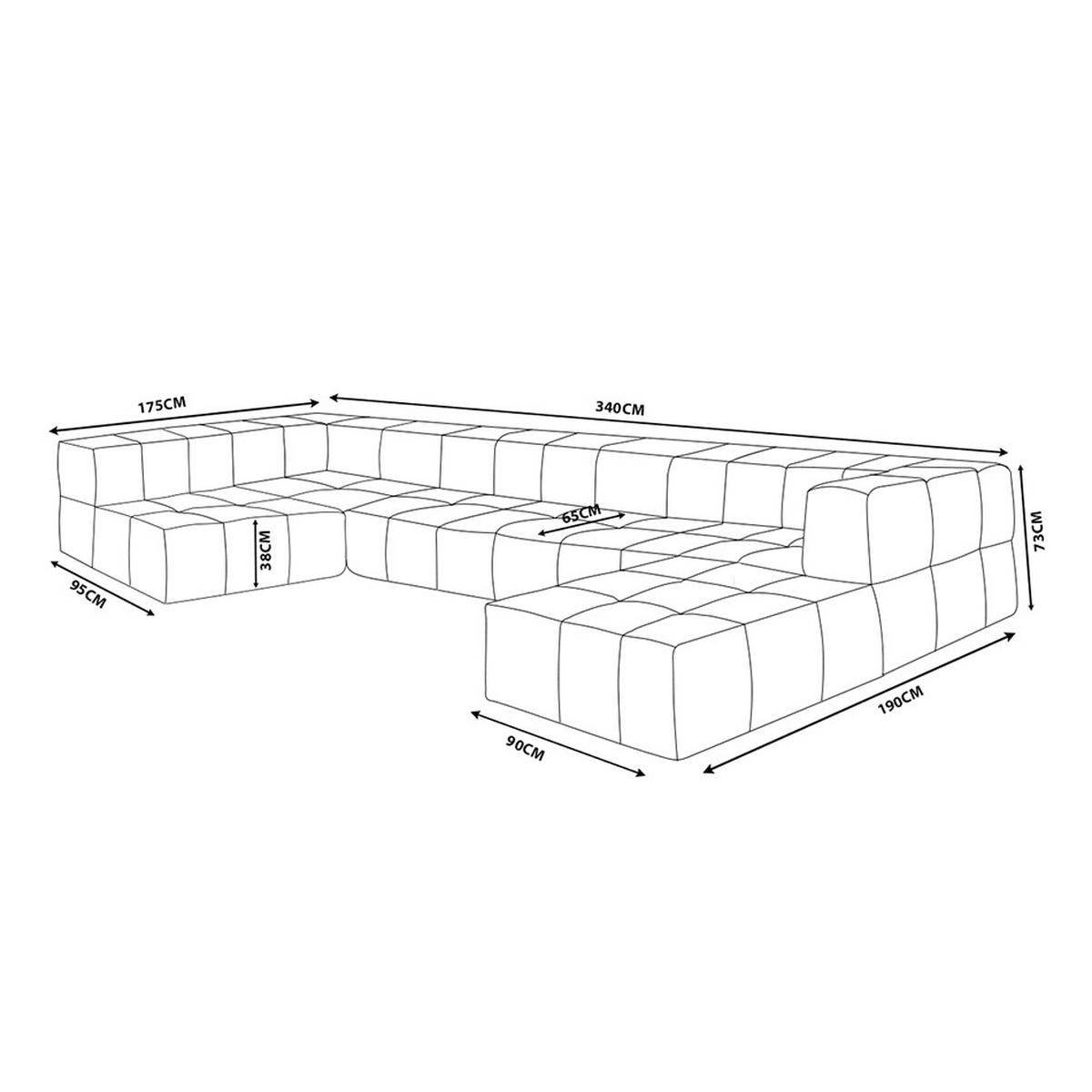 WOHNLANDSCHAFT Bouclé-Stoff Steinbeige - Greige, Textil (340/73/190cm) - MILYsofa