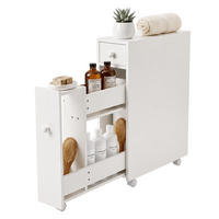 NISCHENSCHRANK Weiß mit Rollen 5 Fächer - Weiß, Holzwerkstoff (16/58/48cm) - Relaxdays