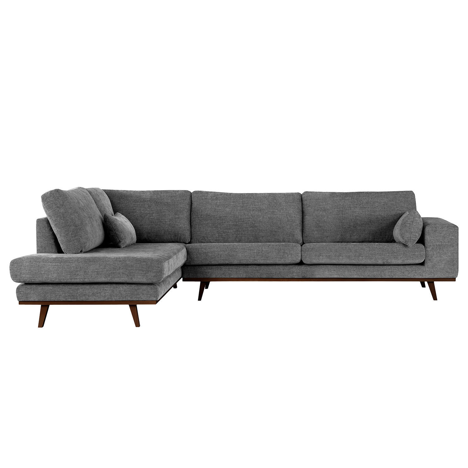 ECKSOFA mit Ottomane - Dunkelgrau/Buchefarben, Textil (287/219cm) - home24