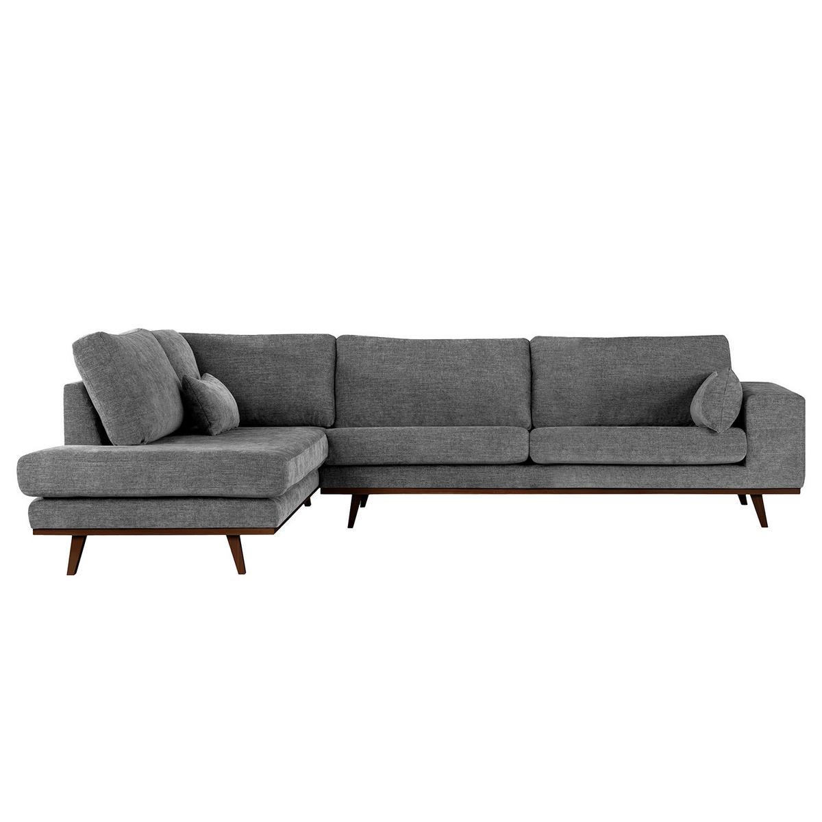 ECKSOFA mit Ottomane - Dunkelgrau/Buchefarben, Textil (287/219cm) - home24