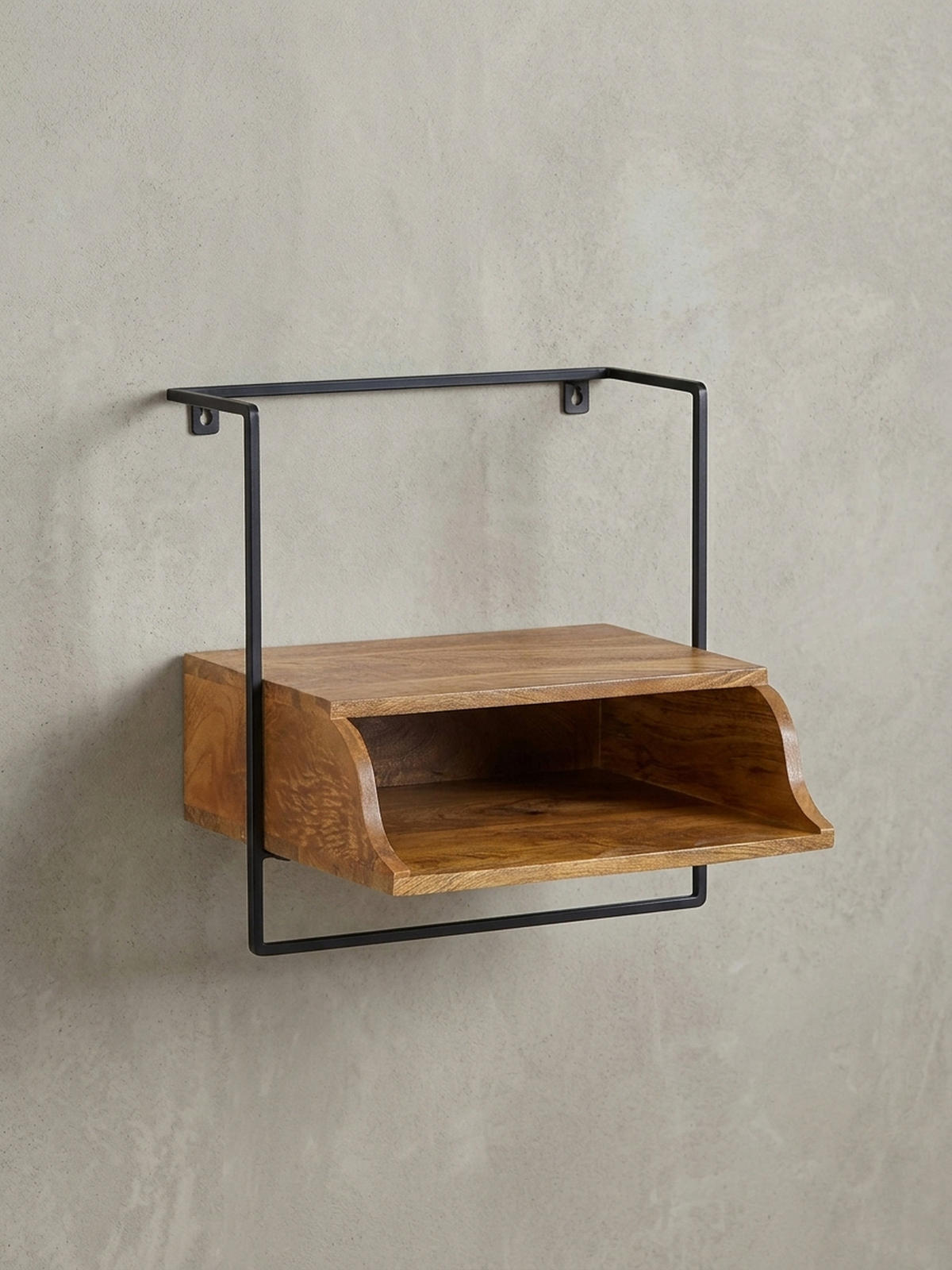 WANDKONSOLE Mango Massivholz Industrial Stil 44x45x35 cm - Schwarz/Braun, Holz/Metall (44/45/35cm) - KADIMA DESIGN