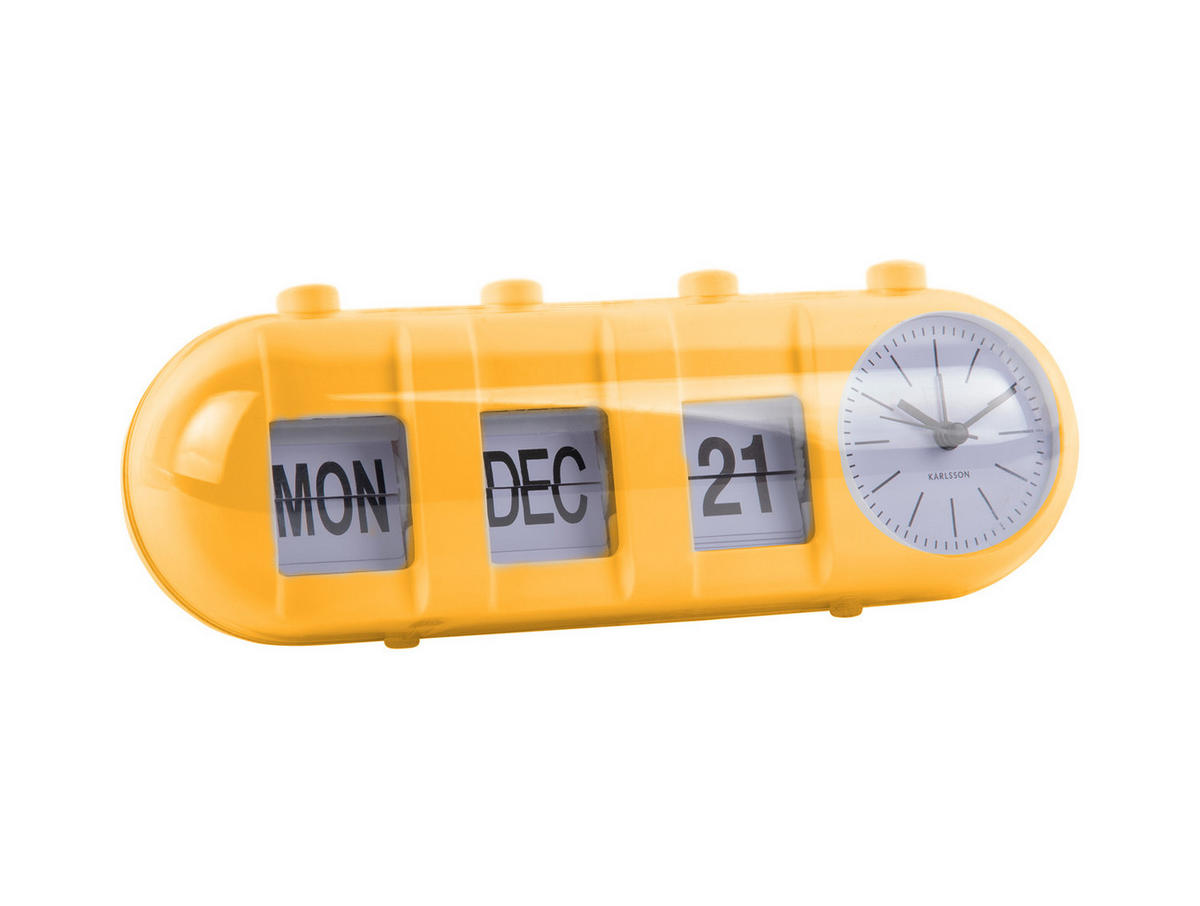 WECKER Retro Tube Calendar Flip 26/9/9.3 cm - Gelb, Kunststoff (9/9.3/26cm) - Karlsson