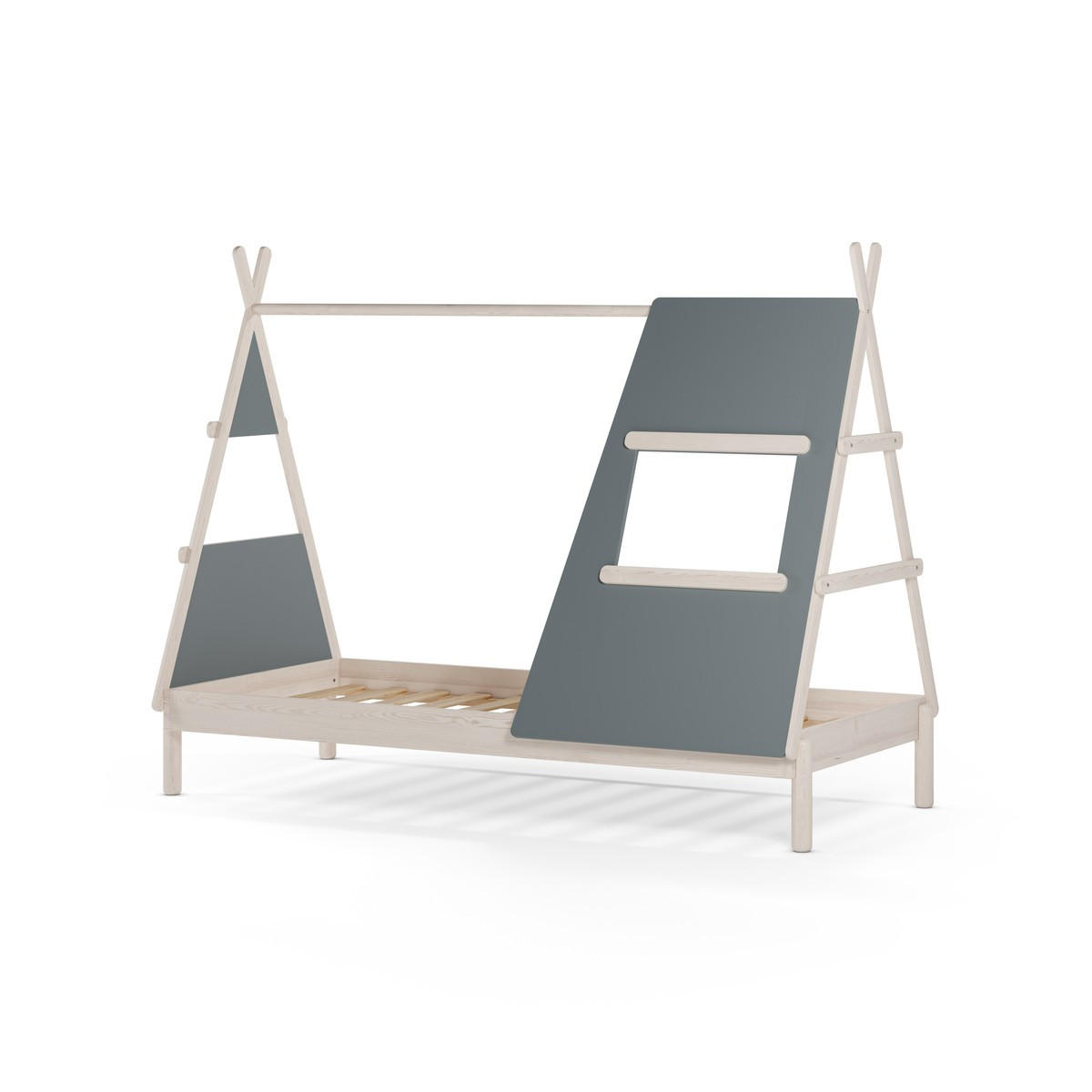 TIPIBETT 90x200 cm mit integriertem Fenster 104.6/219,4/159,3 cm - Grün, Holzwerkstoff (90/200cm) - Calicosy