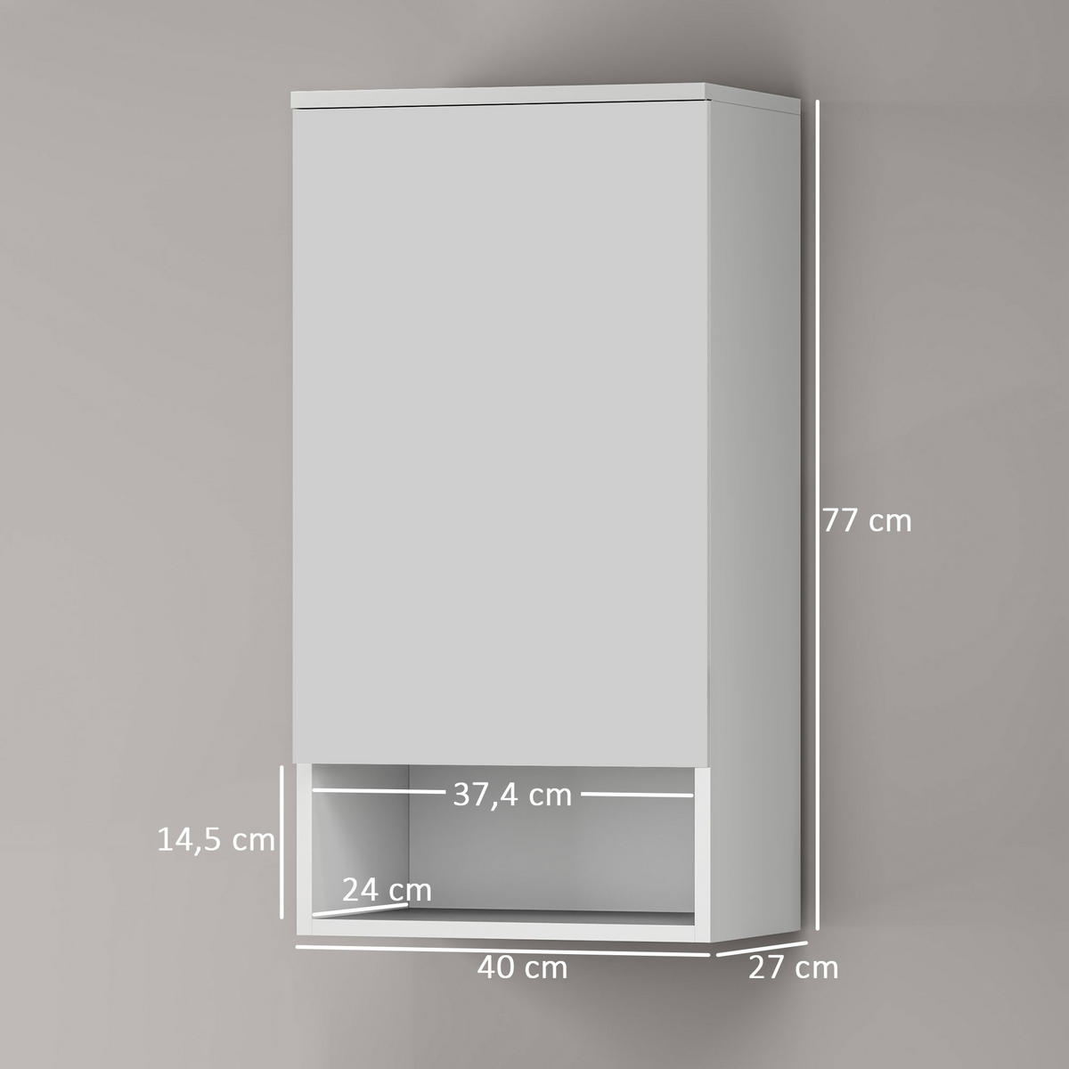 HÄNGESCHRANK Wandschrank Badezimmerschrank mit Türen, verstellbaren Ablagen - Weiß, Holz (27/77/40cm) - HOMCOM