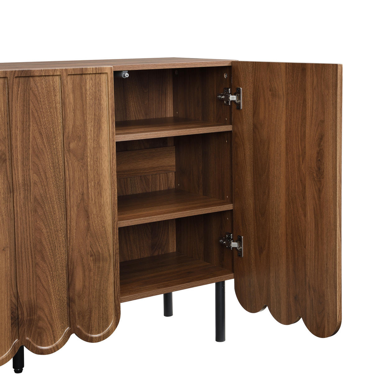 SIDEBOARD 120/35/80 cm Walnussfarben aus MDF mit Wellentüren - Naturfarben, Holzwerkstoff (35/80/120cm) - OKMYHOME