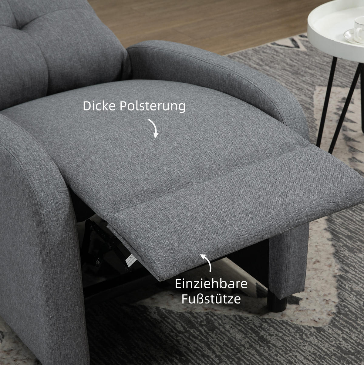 RELAXSESSEL 87/98/67 cm Grau aus Polyester mit Liegefunktion - Grau, Textil (87/98/67cm) - OKMYHOME