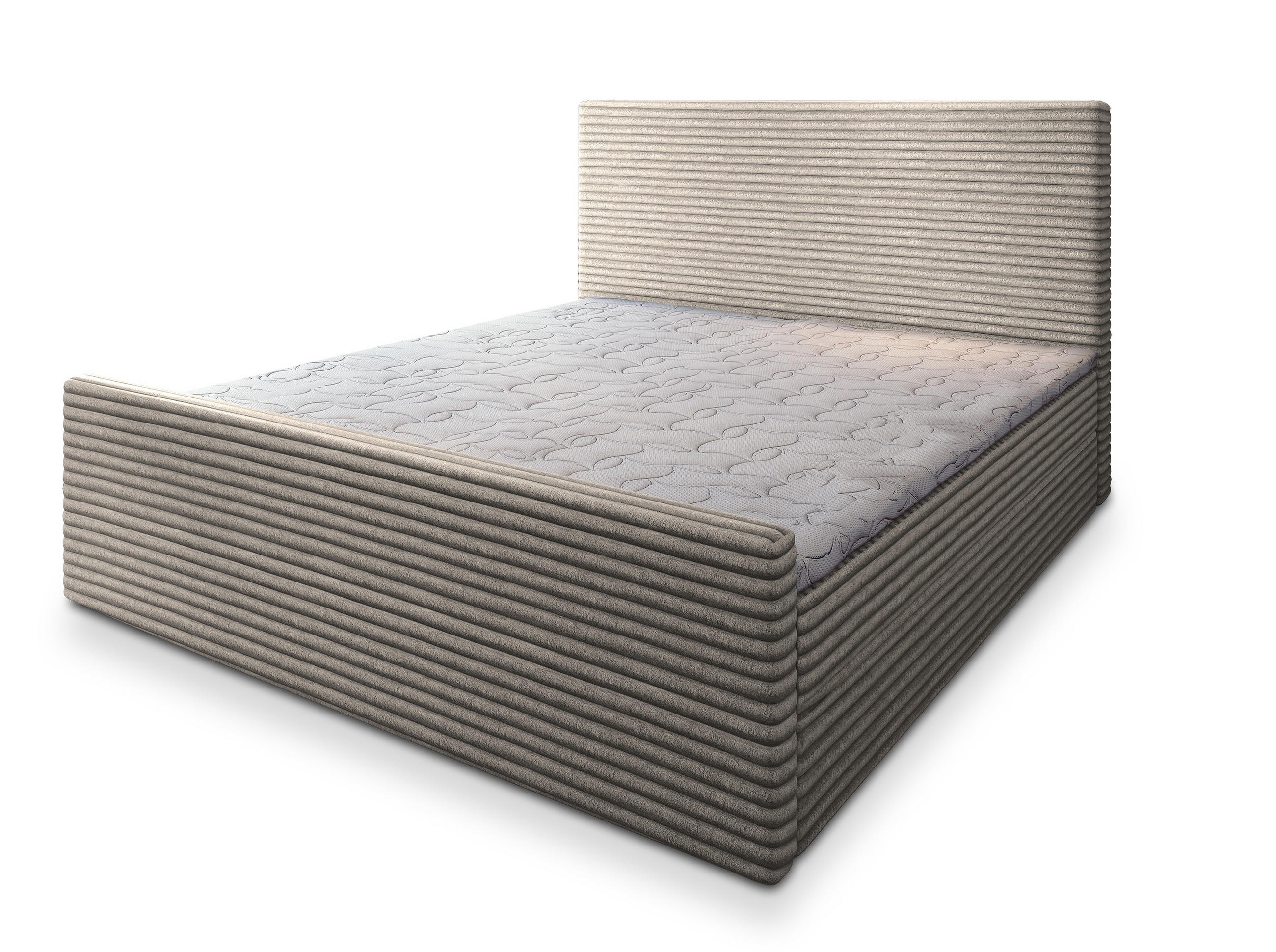 POSTEL BOXSPRING BRENTO 140x200 cm, s matrací a úložným prostorem, světle šedá - světle šedá, kompozitní dřevo/textil (140/200cm) - MASSENO