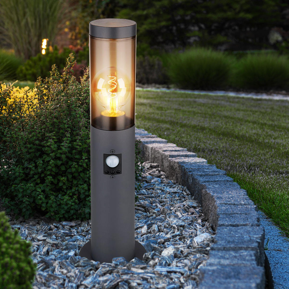 LED AUSSENLEUCHTE Edelstahl Anthrazit - Anthrazit, Metall (12.7/12.7/45cm) - Globo Lighting