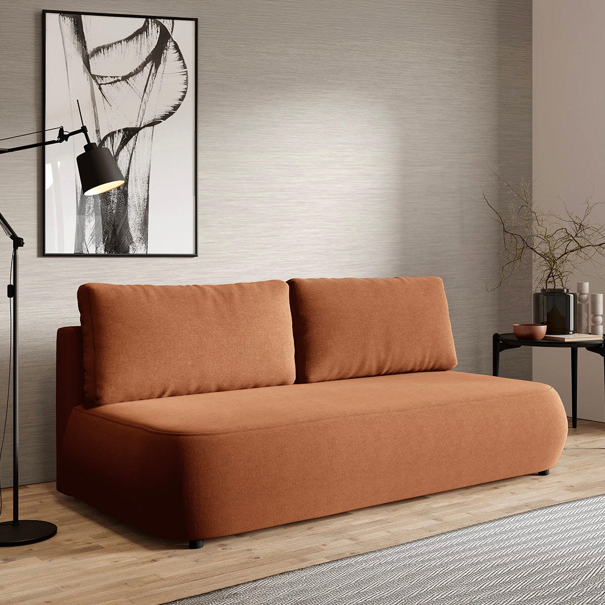SOFA Antonio 3 Sitzplätze Terracotta - Orange, Holz (210/82/106cm) - Petits-meubles