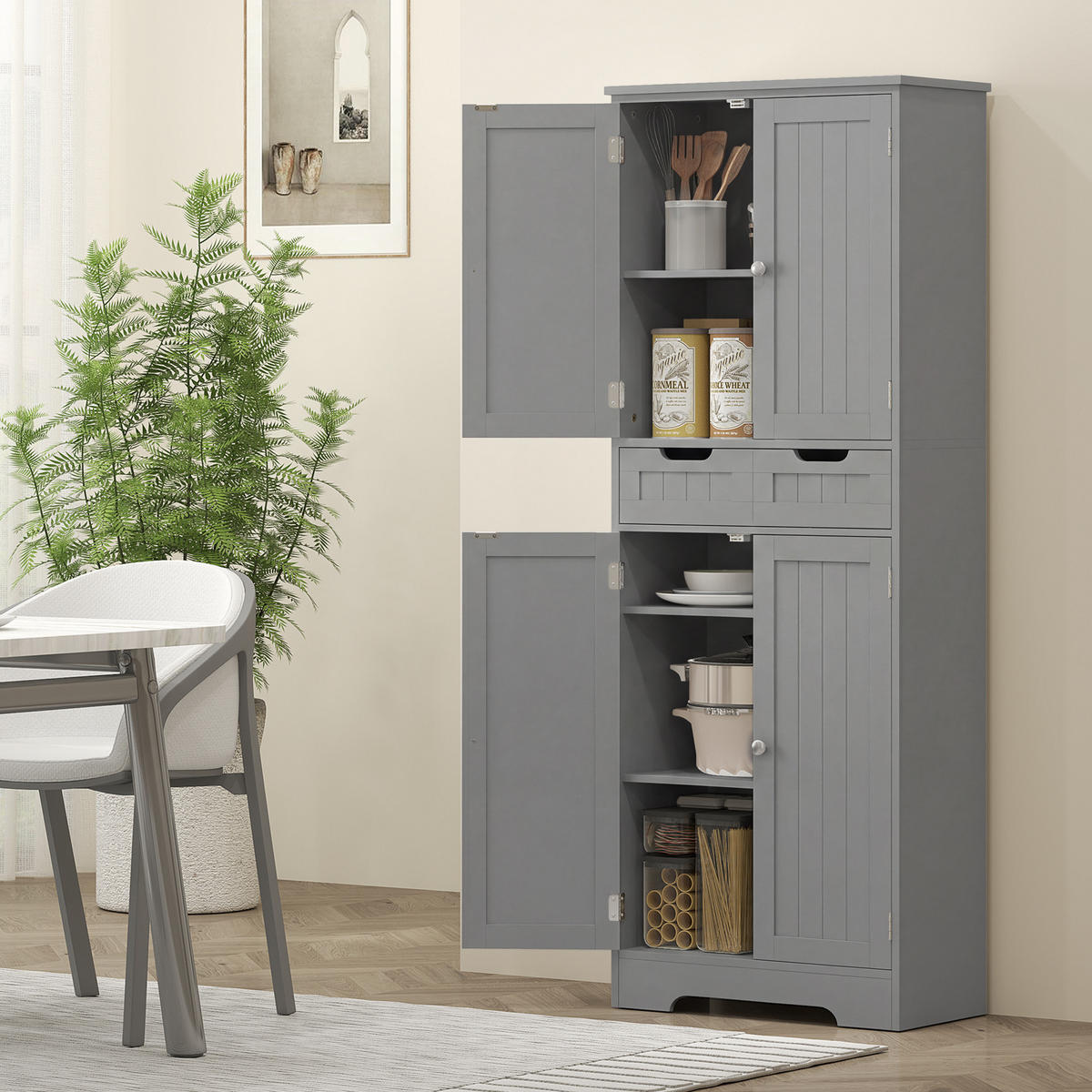 MIDISCHRANK DE-12543 60/30/160 cm Grau - Grau, Holzwerkstoff (30/160/60cm) - ComfortXL