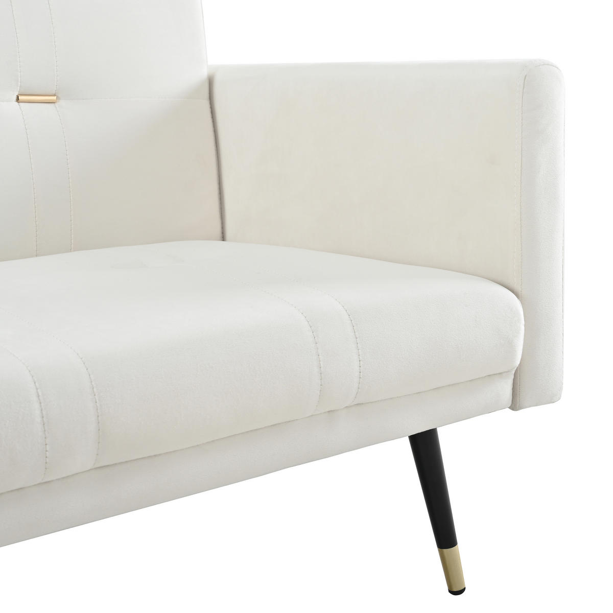 2-SITZER Schlafsofa aus Samt mit verstellbaren Rückenlehnen, beige - Beige, Textil (89/70/164cm)