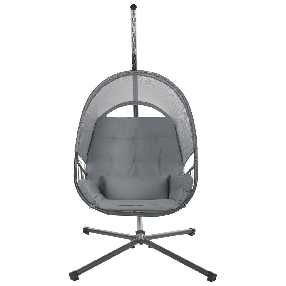 HÄNGESESSEL Grau Alviano - Grau, Textil (98/196/136cm) - Beliani