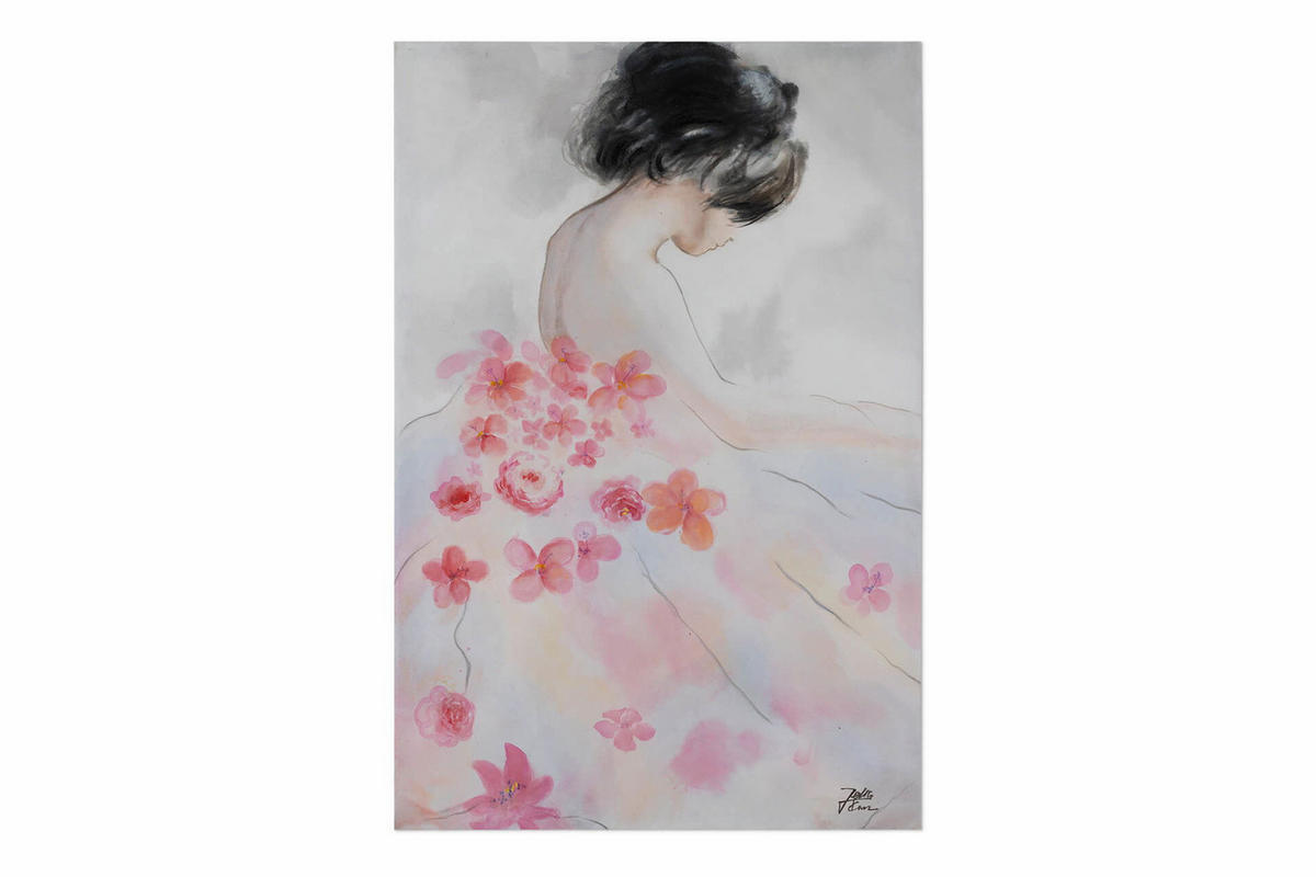 ACRYLBILD HANDGEMALT 60/90 cm - Pink/Beige, Holz/Textil (60/90cm) - KUNSTLOFT