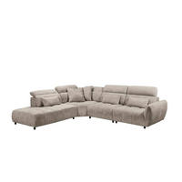 ECKSOFA mit verstellbaren Kopflehnen und Nosagfederung - Sandfarben, Textil (339/285cm) - ed exciting design