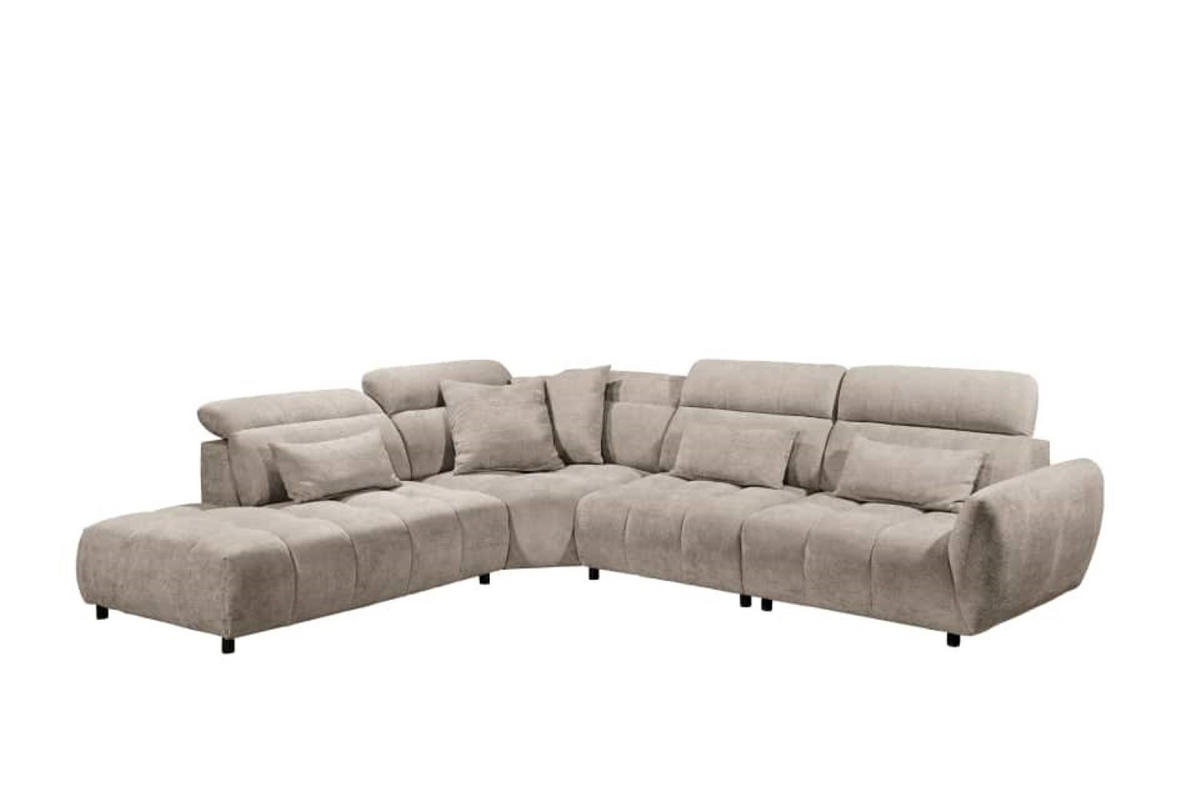 ECKSOFA mit verstellbaren Kopflehnen und Nosagfederung - Sandfarben, Textil (339/285cm) - ed exciting design