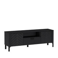 RTV-SCHRANK Lumi Schwarz, Zweitüriger TV-Tisch mit Schublade - Schwarz, Holzwerkstoff (160/57/41cm) - Bettso
