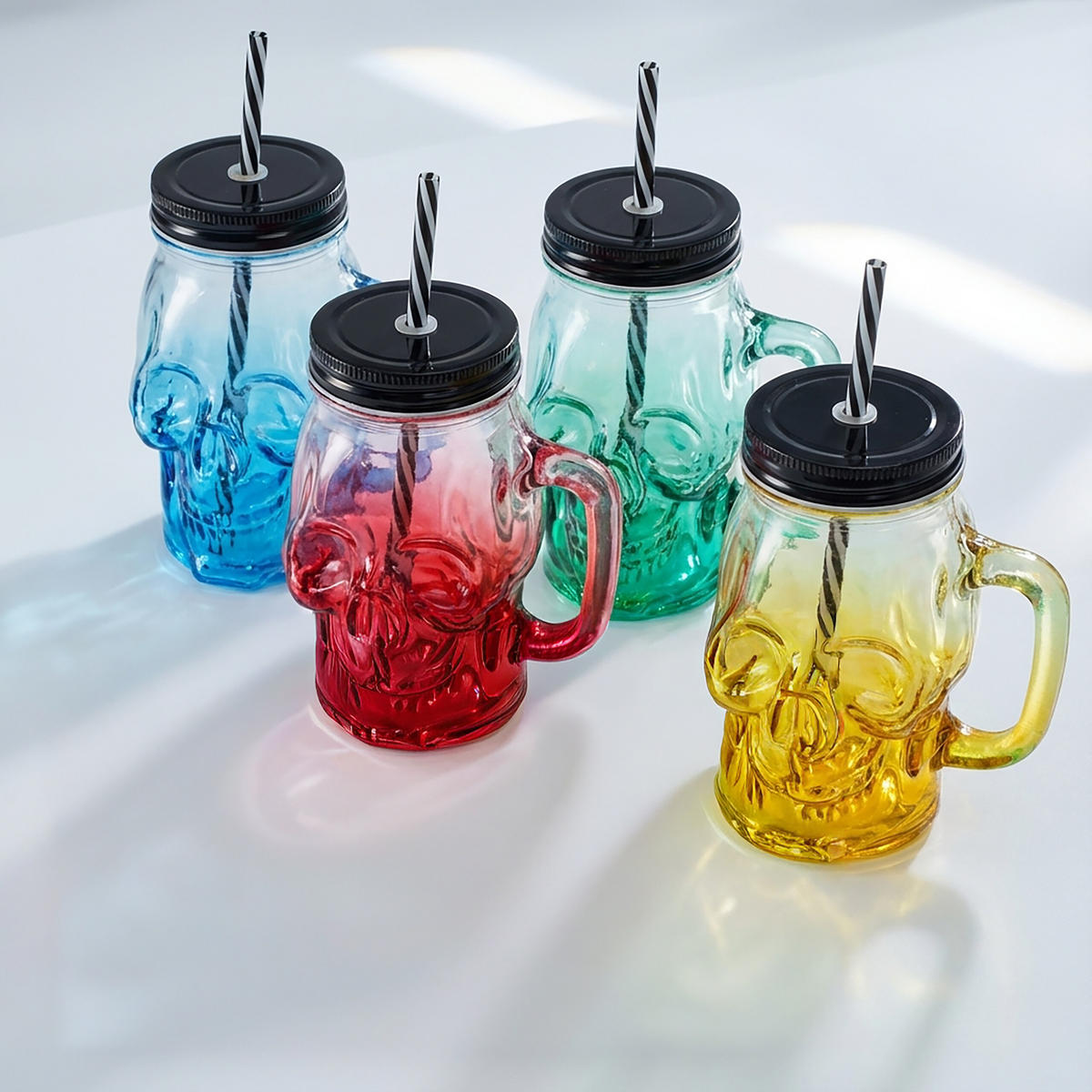 4XTRINKGLÄSER - Multicolor, Glas/Kunststoff - Relaxdays