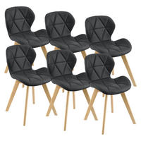 ESSZIMMERSTUHL-SET 6 TLG. Älmhult - Schwarz, Leder (47/78/52cm) - [en.casa]