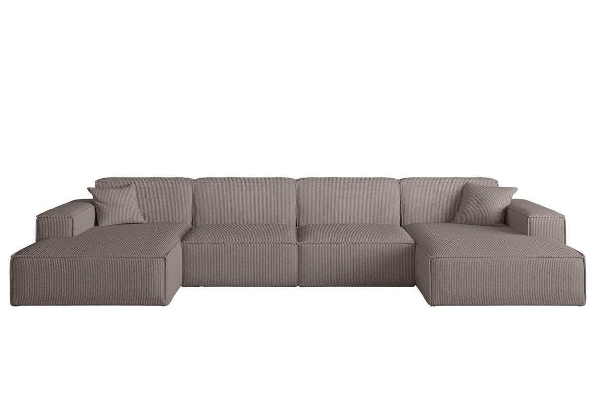 WOHNLANDSCHAFT Celes Premium In Scala - Taupe, Holzwerkstoff/Textil (379/73/165cm) - Fun Möbel