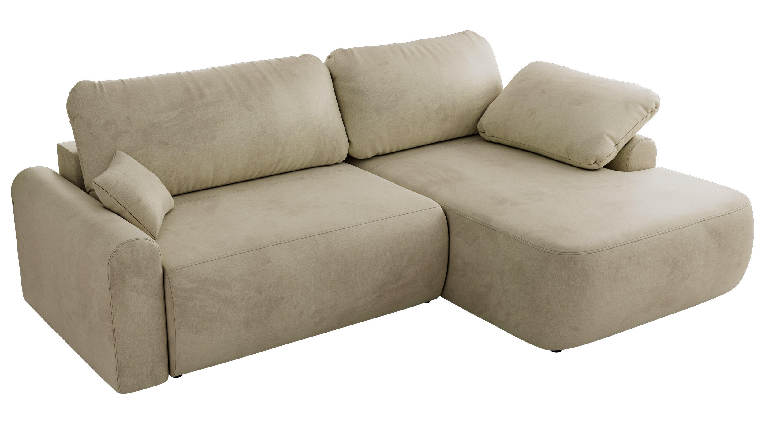 ECKSCHLAFSOFA CUBO L Beige Velvet - rechts - Beige/Schwarz, Kunststoff/Textil (187/273cm) - MKS