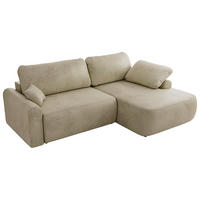 ECKSCHLAFSOFA CUBO L Beige Velvet - rechts - Beige/Schwarz, Kunststoff/Textil (187/273cm) - MKS