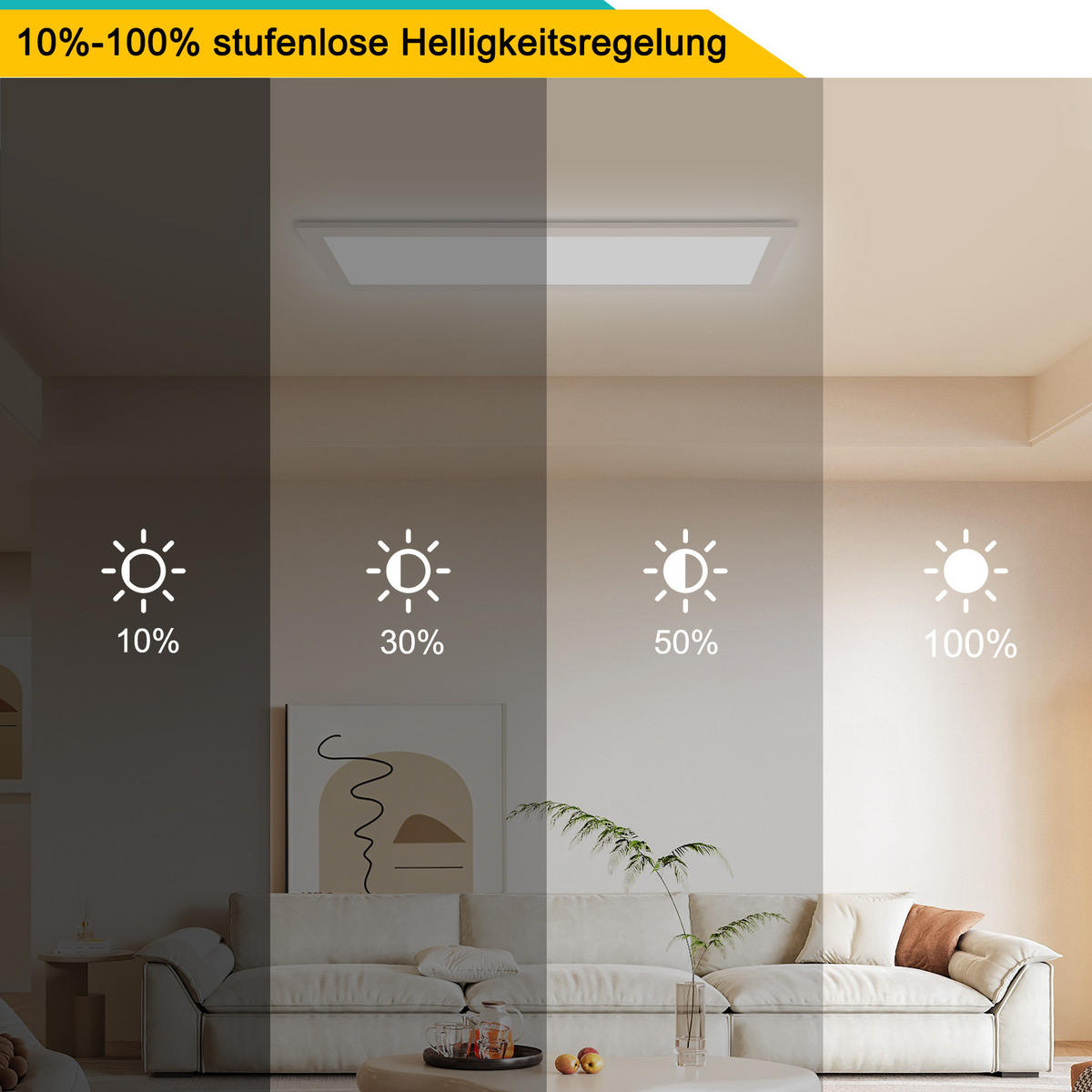 DECKENLEUCHTE PA1071EW 24W LED Dimmbar 3000K bis 6500K 58/20/3.9 CM 2er-Set - Weiß, Metall (58/20/3.9cm) - LOVHAUS