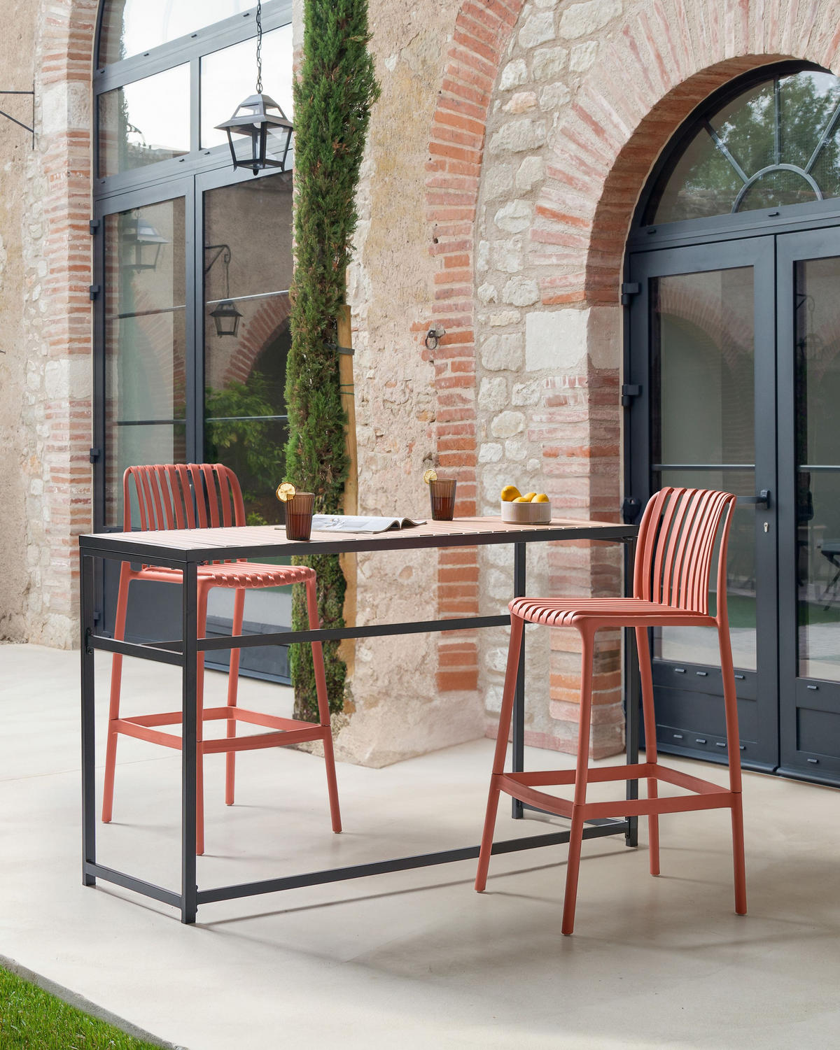 BARSTÜHLEN 2er-Set Hellrot Ariccia - Hellrot, Kunststoff (49/104/53cm) - Beliani