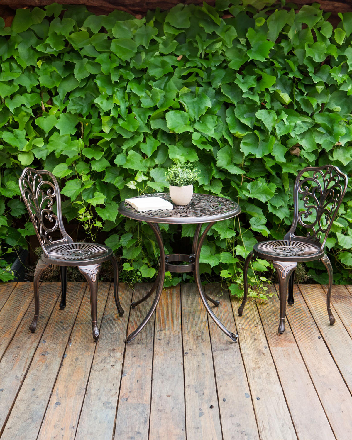 GARTENSTUHL 2er Set Braun Triora - Braun, Metall (50/88/50cm) - Beliani